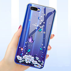 Silikon Schutzhülle Ultra Dünn Tasche Durchsichtig Transparent Blumen für Oppo RX17 Neo Violett