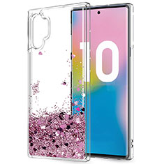 Silikon Schutzhülle Ultra Dünn Tasche Durchsichtig Transparent Blumen für Samsung Galaxy Note 10 Plus 5G Violett