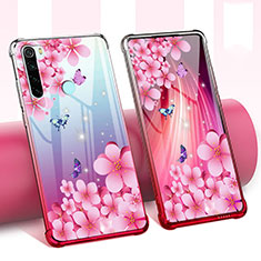 Silikon Schutzhülle Ultra Dünn Tasche Durchsichtig Transparent Blumen für Xiaomi Redmi Note 8T Pink