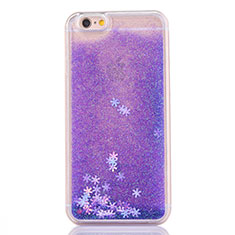 Silikon Schutzhülle Ultra Dünn Tasche Durchsichtig Transparent Blumen T01 für Apple iPhone 6 Plus Violett