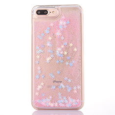 Silikon Schutzhülle Ultra Dünn Tasche Durchsichtig Transparent Blumen T01 für Apple iPhone 7 Plus Rosa
