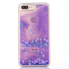 Silikon Schutzhülle Ultra Dünn Tasche Durchsichtig Transparent Blumen T01 für Apple iPhone 7 Plus Violett