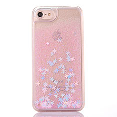 Silikon Schutzhülle Ultra Dünn Tasche Durchsichtig Transparent Blumen T01 für Apple iPhone 7 Rosa