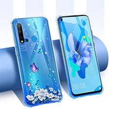 Silikon Schutzhülle Ultra Dünn Tasche Durchsichtig Transparent Blumen T01 für Huawei P20 Lite (2019) Violett