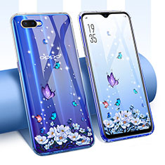 Silikon Schutzhülle Ultra Dünn Tasche Durchsichtig Transparent Blumen T01 für Oppo RX17 Neo Violett