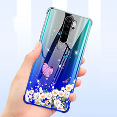 Silikon Schutzhülle Ultra Dünn Tasche Durchsichtig Transparent Blumen T01 für Xiaomi Redmi Note 8 Pro Violett