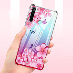 Silikon Schutzhülle Ultra Dünn Tasche Durchsichtig Transparent Blumen T01 für Xiaomi Redmi Note 8T Rosa