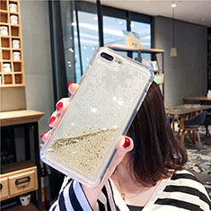 Silikon Schutzhülle Ultra Dünn Tasche Durchsichtig Transparent Blumen T02 für Apple iPhone 8 Plus Gold