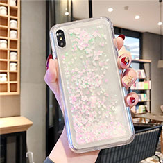 Silikon Schutzhülle Ultra Dünn Tasche Durchsichtig Transparent Blumen T02 für Apple iPhone X Weiß