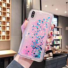 Silikon Schutzhülle Ultra Dünn Tasche Durchsichtig Transparent Blumen T02 für Apple iPhone Xs Max Rosa