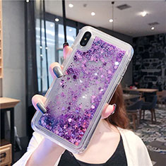 Silikon Schutzhülle Ultra Dünn Tasche Durchsichtig Transparent Blumen T02 für Apple iPhone Xs Violett