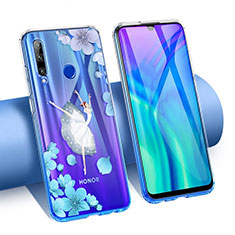 Silikon Schutzhülle Ultra Dünn Tasche Durchsichtig Transparent Blumen T02 für Huawei P Smart+ Plus (2019) Weiß