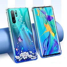 Silikon Schutzhülle Ultra Dünn Tasche Durchsichtig Transparent Blumen T02 für Huawei P30 Pro New Edition Plusfarbig