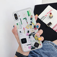 Silikon Schutzhülle Ultra Dünn Tasche Durchsichtig Transparent Blumen T10 für Apple iPhone Xs Max Plusfarbig