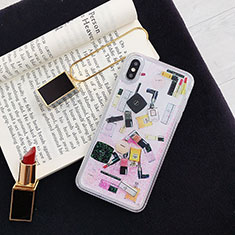 Silikon Schutzhülle Ultra Dünn Tasche Durchsichtig Transparent Blumen T10 für Apple iPhone Xs Pink