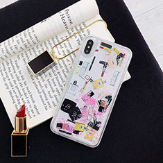 Silikon Schutzhülle Ultra Dünn Tasche Durchsichtig Transparent Blumen T10 für Apple iPhone Xs Rosa