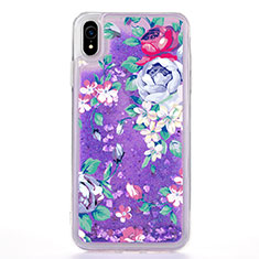Silikon Schutzhülle Ultra Dünn Tasche Durchsichtig Transparent Blumen T18 für Apple iPhone XR Violett