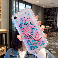 Silikon Schutzhülle Ultra Dünn Tasche Durchsichtig Transparent Blumen T21 für Apple iPhone XR Blau