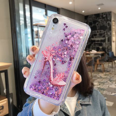 Silikon Schutzhülle Ultra Dünn Tasche Durchsichtig Transparent Blumen T21 für Apple iPhone XR Violett