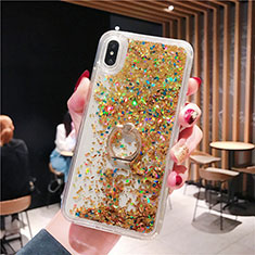 Silikon Schutzhülle Ultra Dünn Tasche Durchsichtig Transparent Blumen T25 für Apple iPhone Xs Max Gold