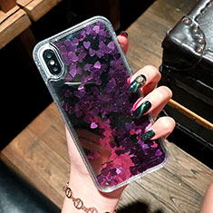 Silikon Schutzhülle Ultra Dünn Tasche Durchsichtig Transparent Blumen T26 für Apple iPhone X Violett