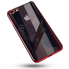 Silikon Schutzhülle Ultra Dünn Tasche Durchsichtig Transparent C02 für Apple iPhone SE (2020) Rot