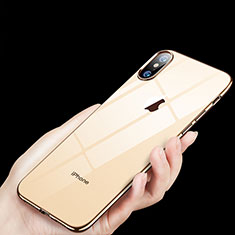 Silikon Schutzhülle Ultra Dünn Tasche Durchsichtig Transparent C11 für Apple iPhone Xs Gold