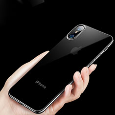 Silikon Schutzhülle Ultra Dünn Tasche Durchsichtig Transparent C11 für Apple iPhone Xs Schwarz