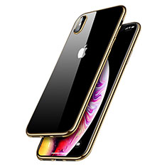 Silikon Schutzhülle Ultra Dünn Tasche Durchsichtig Transparent C12 für Apple iPhone X Gold