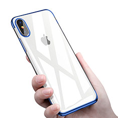 Silikon Schutzhülle Ultra Dünn Tasche Durchsichtig Transparent C16 für Apple iPhone X Blau