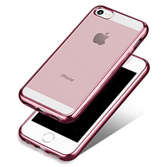 Silikon Schutzhülle Ultra Dünn Tasche Durchsichtig Transparent H01 für Apple iPhone 5S Rosa