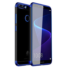 Silikon Schutzhülle Ultra Dünn Tasche Durchsichtig Transparent H01 für Huawei Enjoy 7S Blau