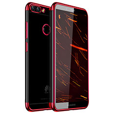 Silikon Schutzhülle Ultra Dünn Tasche Durchsichtig Transparent H01 für Huawei Enjoy 7S Rot