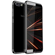 Silikon Schutzhülle Ultra Dünn Tasche Durchsichtig Transparent H01 für Huawei Honor V10 Schwarz