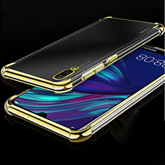 Silikon Schutzhülle Ultra Dünn Tasche Durchsichtig Transparent H01 für Huawei Y7 (2019) Gold