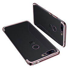 Silikon Schutzhülle Ultra Dünn Tasche Durchsichtig Transparent H01 für OnePlus 5T A5010 Rosegold