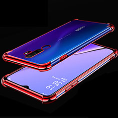 Silikon Schutzhülle Ultra Dünn Tasche Durchsichtig Transparent H01 für Oppo A11 Rot