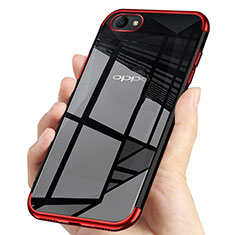Silikon Schutzhülle Ultra Dünn Tasche Durchsichtig Transparent H01 für Oppo A3 Rot