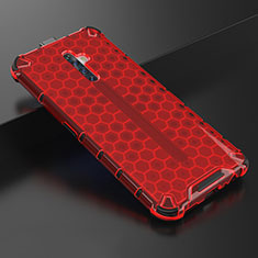 Silikon Schutzhülle Ultra Dünn Tasche Durchsichtig Transparent H01 für Oppo Reno2 Z Rot