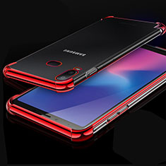 Silikon Schutzhülle Ultra Dünn Tasche Durchsichtig Transparent H01 für Samsung Galaxy A6s Rot