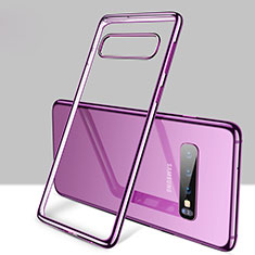 Silikon Schutzhülle Ultra Dünn Tasche Durchsichtig Transparent H01 für Samsung Galaxy S10 Plus Violett