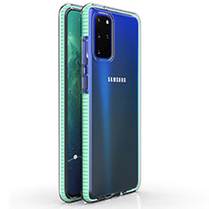 Silikon Schutzhülle Ultra Dünn Tasche Durchsichtig Transparent H01 für Samsung Galaxy S20 Plus 5G Cyan