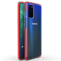 Silikon Schutzhülle Ultra Dünn Tasche Durchsichtig Transparent H01 für Samsung Galaxy S20 Plus 5G Rot