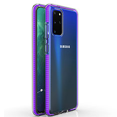 Silikon Schutzhülle Ultra Dünn Tasche Durchsichtig Transparent H01 für Samsung Galaxy S20 Plus 5G Violett