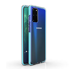 Silikon Schutzhülle Ultra Dünn Tasche Durchsichtig Transparent H01 für Samsung Galaxy S20 Plus Hellblau