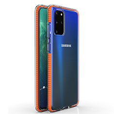 Silikon Schutzhülle Ultra Dünn Tasche Durchsichtig Transparent H01 für Samsung Galaxy S20 Plus Orange
