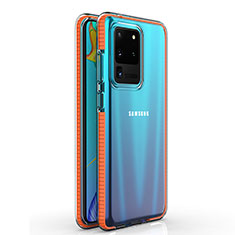 Silikon Schutzhülle Ultra Dünn Tasche Durchsichtig Transparent H01 für Samsung Galaxy S20 Ultra 5G Orange