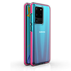 Silikon Schutzhülle Ultra Dünn Tasche Durchsichtig Transparent H01 für Samsung Galaxy S20 Ultra 5G Pink