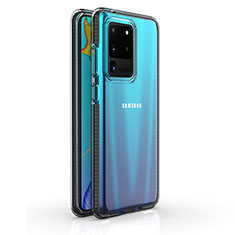 Silikon Schutzhülle Ultra Dünn Tasche Durchsichtig Transparent H01 für Samsung Galaxy S20 Ultra 5G Schwarz