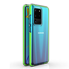 Silikon Schutzhülle Ultra Dünn Tasche Durchsichtig Transparent H01 für Samsung Galaxy S20 Ultra Grün